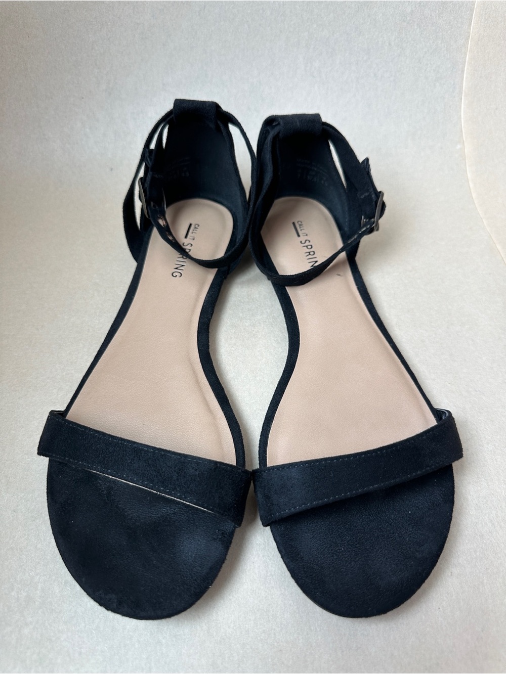 Call It Spring Black Suede-Look Ankle Strap Sandals